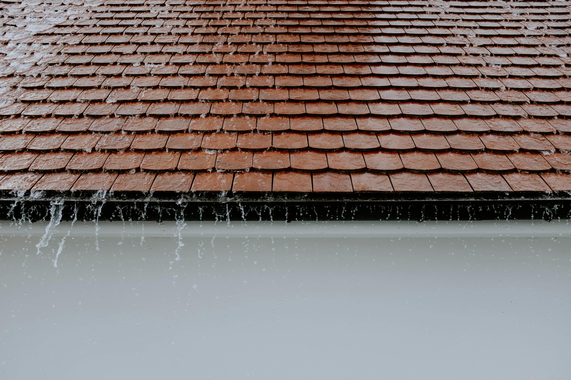 Water running off a newly installed roof